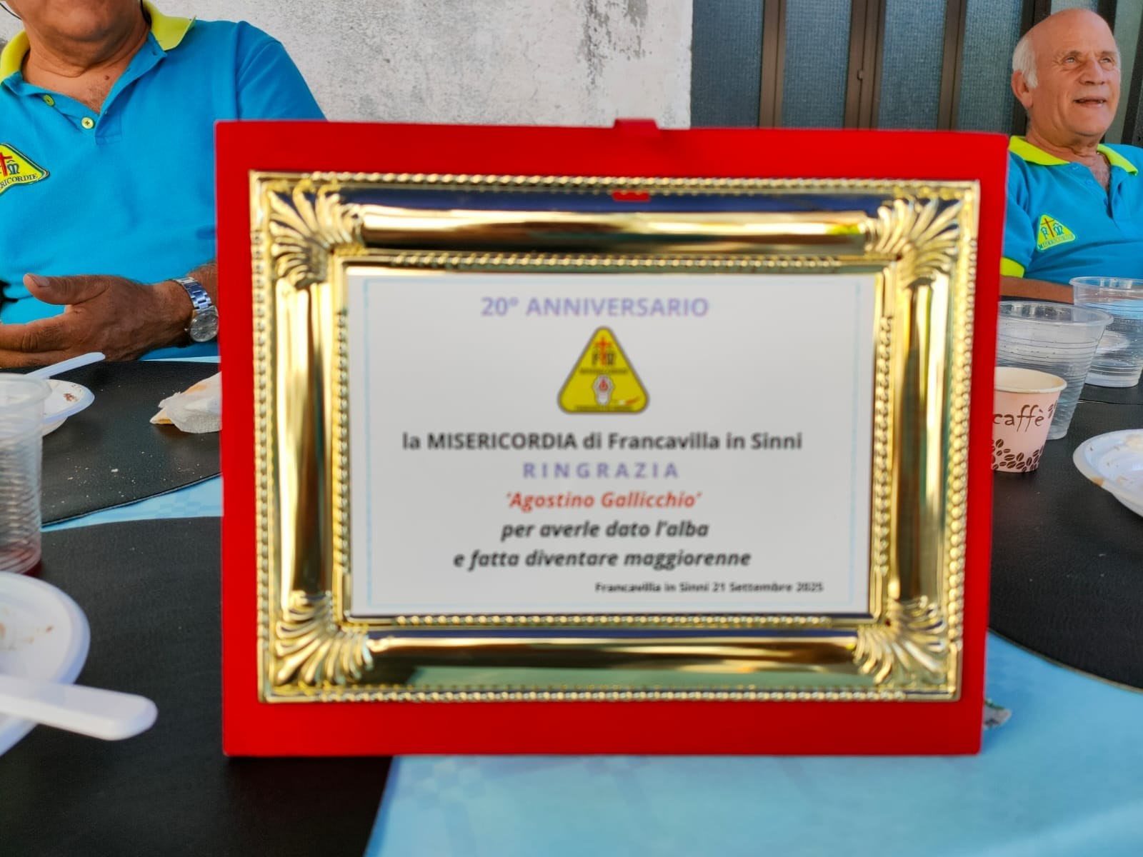 La targa del ventesimo anniversario dedicata ad Agostino Gallicchio